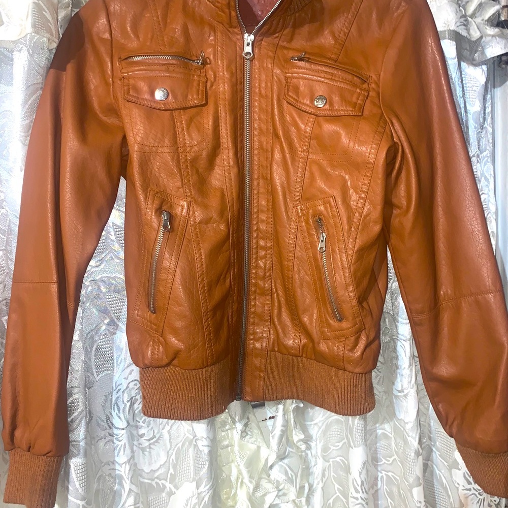 Brown leather jacket